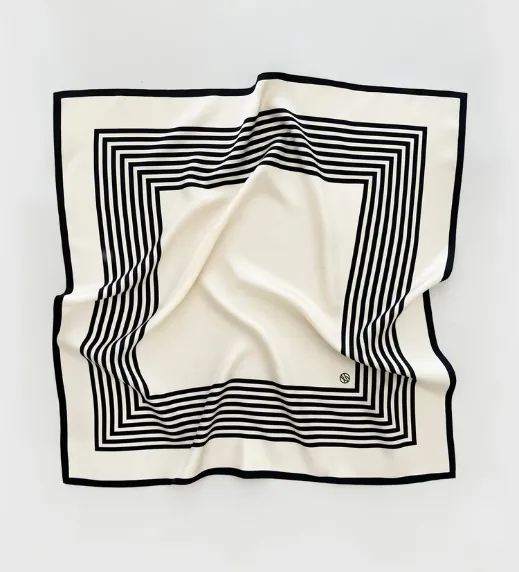 Black and Cream Silk Scarf
